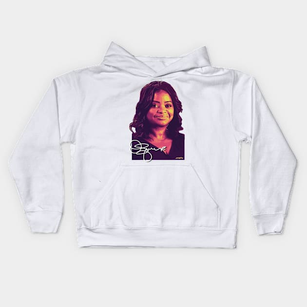 Octavia Spencer Signed Portrait Kids Hoodie by Nonesz Workshop